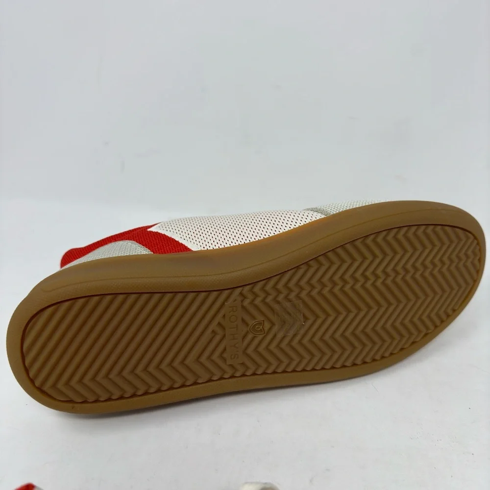 Rothy’s The RS01 Sneaker Off White Red Grey Up Comfort Gum Bottom Men’s 9 NWOB